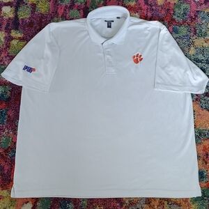 White Polo Shirt with Orange Clemson logo Size 2XL *read Description*